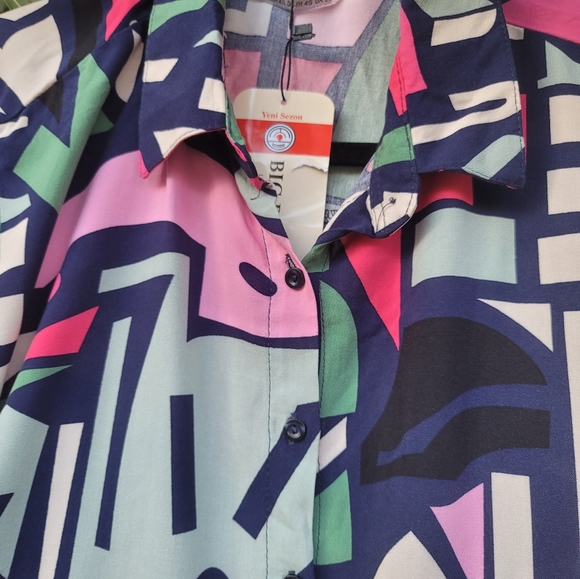 NWT CASUAL LONG SLEEVE BLOUSE TOP BUTTON UP SHIRT LARGE - Picture 5 of 17